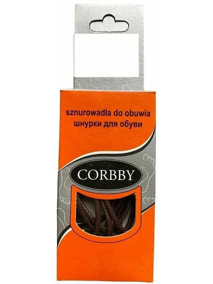 Фото CORBBY Шнурки 90см круглые тонкие коричневые с пропиткой купить на lauf.shoes